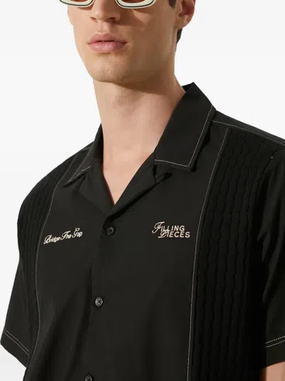 Filling Pieces Embroidered Textured Shirt In Black