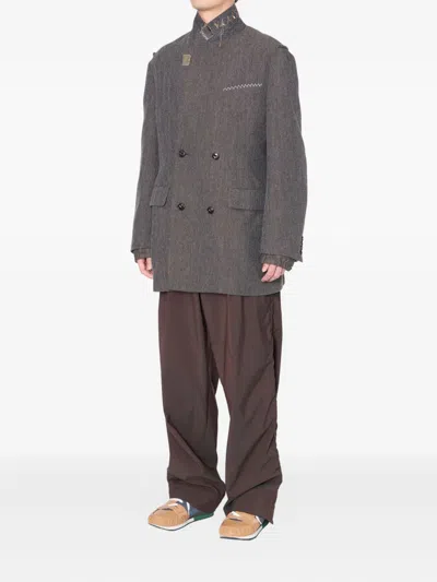 Kolor "jacket 02" Split Double Breast Coat In Gray