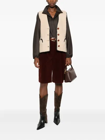 Blazé Milano Button-fastening Shearling Gilet In Neutral