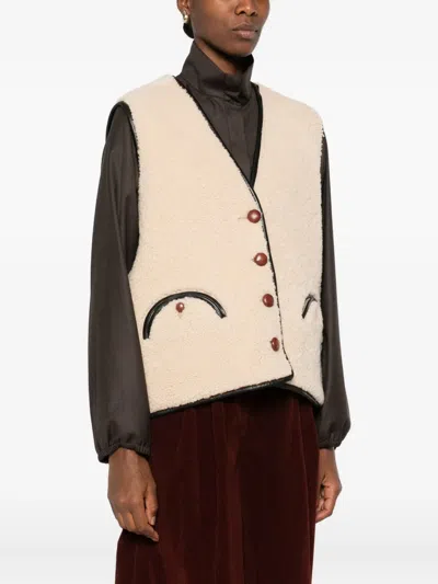 Blazé Milano Button-fastening Shearling Gilet In Neutral