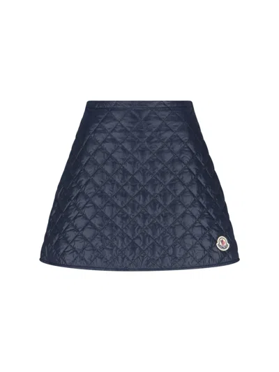 Moncler Minigonna In Nylon Blu Notte Donna In Blue