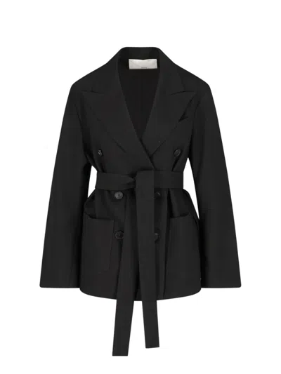 Setchu Tailored Black Jacket With Classic Collar And Streamlined Silhouette In Multi