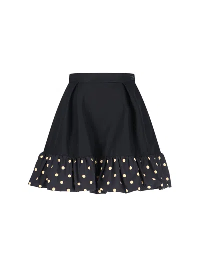 Moschino Midi Skirt With Polka Dots And Ruffles In Black