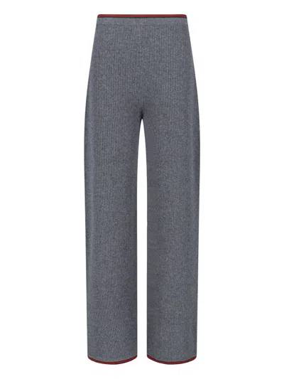 Gucci Womens Dusty Dark Grey Mc Ribbed Straight-leg Wool Knit Trousers In Gray