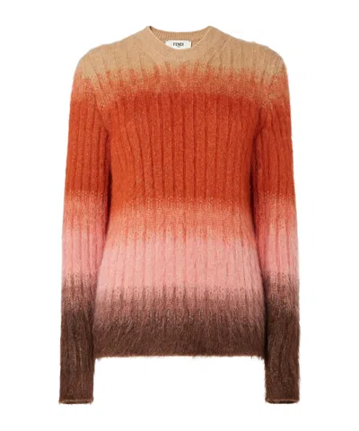 Fendi Gradient Mohair And Wool Fitted Jumper Clothing In Multi