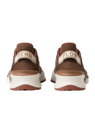 Fendi Chunky Sole Sneakers Featuring Perforated Design In Brown
