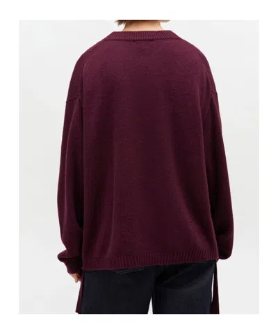 Ganni Knitwear In Bordeaux Wool In Burgundy