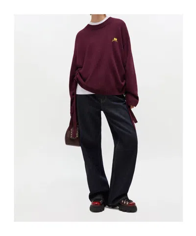 Ganni Knitwear In Bordeaux Wool In Burgundy