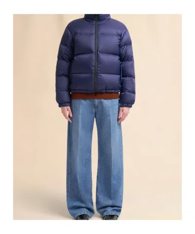 Marni Dark Blue Ripstop Nylon Down Jacket In Blue
