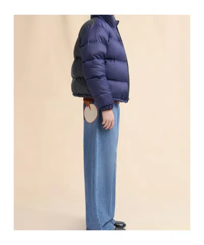 Marni Dark Blue Ripstop Nylon Down Jacket In Blue