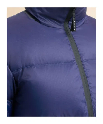 Marni Dark Blue Ripstop Nylon Down Jacket In Blue