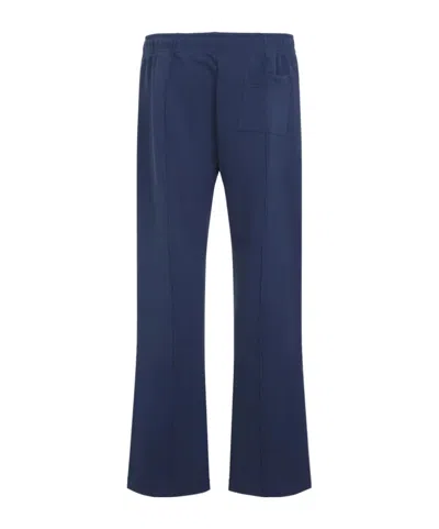 Casablanca Relaxed Fit Cotton Trousers With Drawstring Waistband In Blue