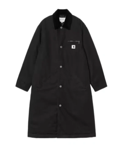 Carhartt Mid-weight Cotton Canvas Coat With Diamond Quilted Lining In Black