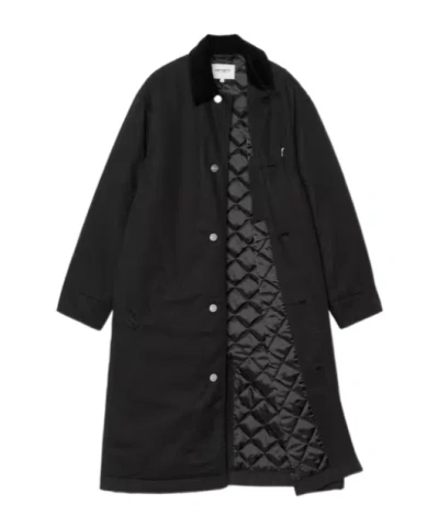 Carhartt Mid-weight Cotton Canvas Coat With Diamond Quilted Lining In Black
