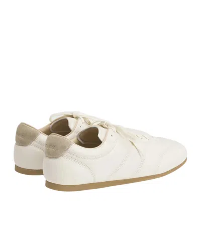 Lemaire Calf Leather Soft Runner Sneakers With Contrasting Heel Tab In White