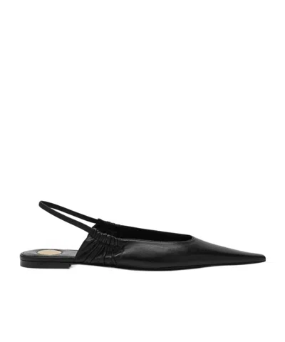 Saint Laurent Black Annemarie Backless Ballerinas In Black