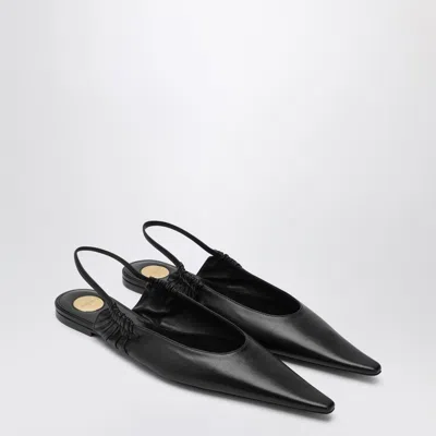 Saint Laurent Black Annemarie Backless Ballerinas In Black