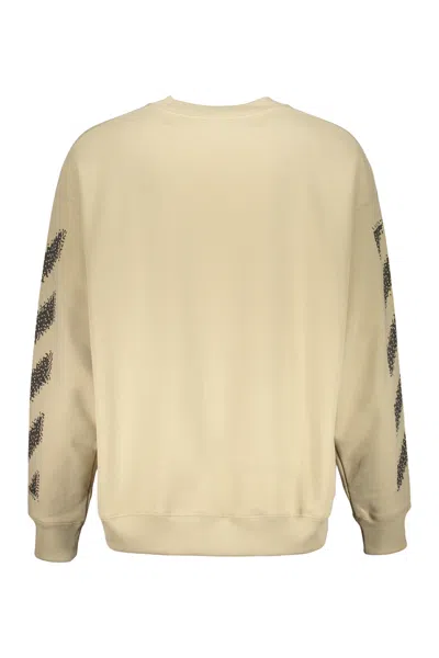 Off-white Beige Sweatshirt With Diagonal Stripes In Gold