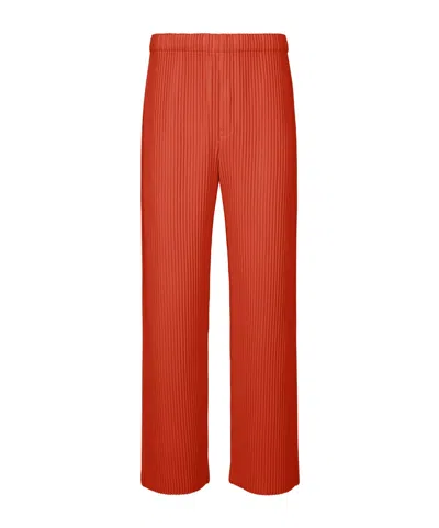 Issey Miyake Straight-leg Pleated Trousers In Orange