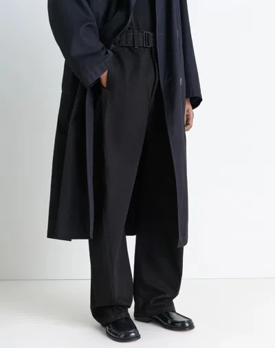 Lemaire Polished Black Calf Leather Loafers With Tonal Stitching In Black