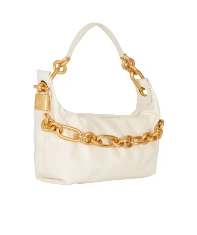 Balmain Medium Sync Bag In Calfskin Leather In Neutral