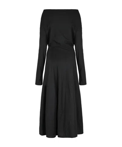 Alberta Ferretti Draped Stretch Wool Dress In Black