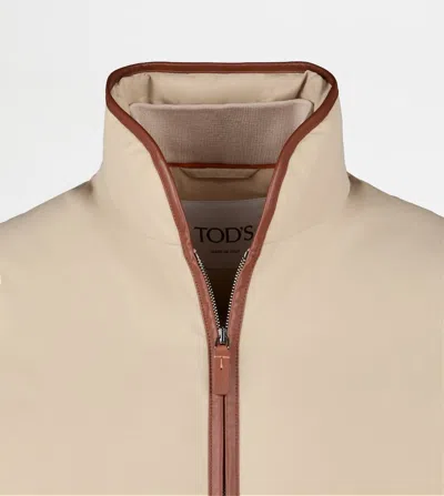 Tod's Down Jacket In Technical Cotton In Brown
