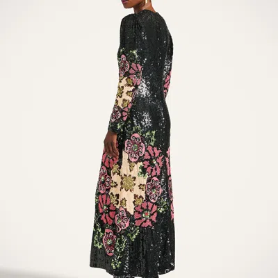 La Doublej Sequin-embroidery Floral-pattern Maxi Dress In Multi