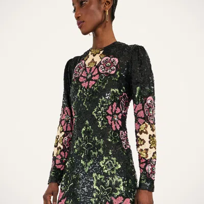 La Doublej Sequin-embroidery Floral-pattern Maxi Dress In Multi