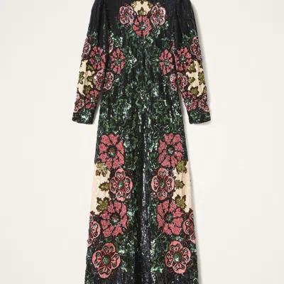 La Doublej Sequin-embroidery Floral-pattern Maxi Dress In Multi