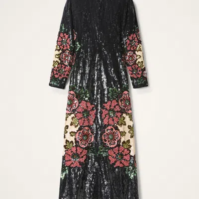 La Doublej Sequin-embroidery Floral-pattern Maxi Dress In Multi