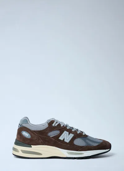 New Balance Uk 991v2 Sneakers With Suede And Mesh Panels In Brown