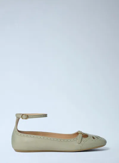 Chloé Misty Laser-cut Leather Ballet Flats In Gray