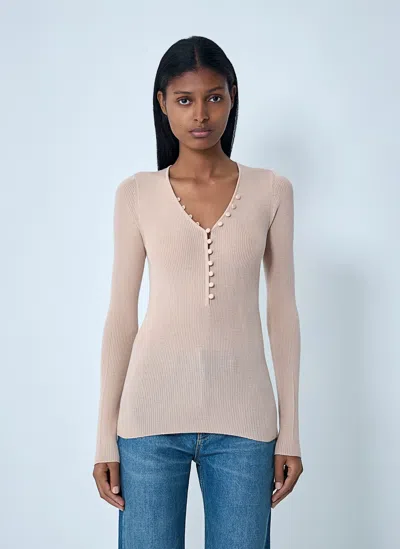 Chloé Chloè Wool Henley Shirt In Pink