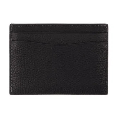 Coach Logo Pebbled Leather Card Holder In Black
