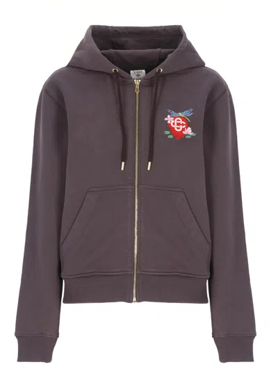 Casablanca Hooded Sweatshirt With Drawstring And Pockets In Purple