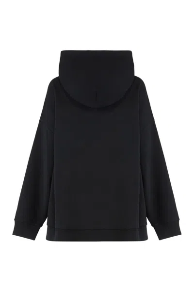 Givenchy Hooded Cotton Sweatshirt Featuring Kangaroo Pocket In Black