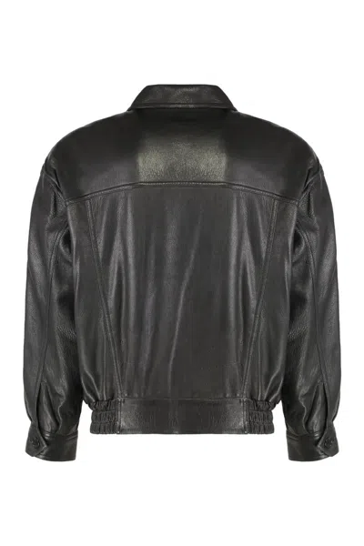 Saint Laurent Bomber Jacket In Bubbled Lambskin With Zip Clothing In Black