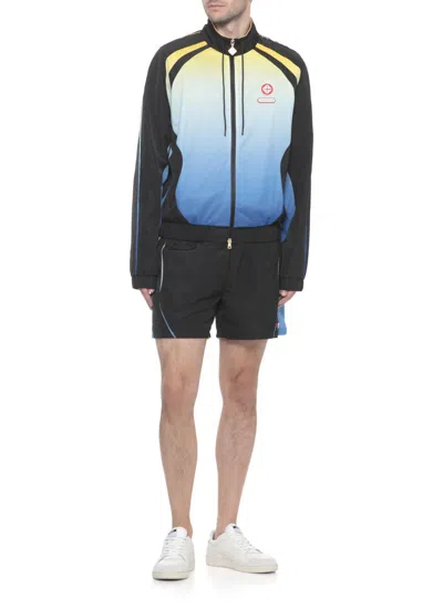 Casablanca Football Windbreaker Shorts In Black
