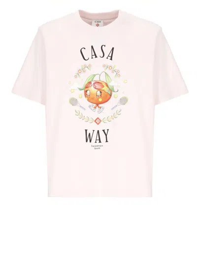 Casablanca Casa Way Orange Mascot Short Sleeve T-shirt In White