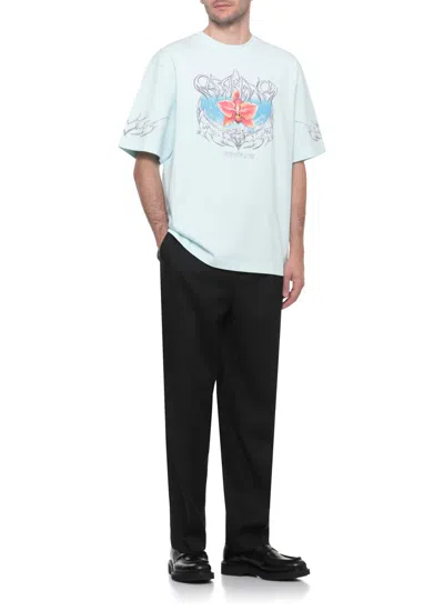 Casablanca Graphic Print Crew Neck Short Sleeve T-shirt In Blue