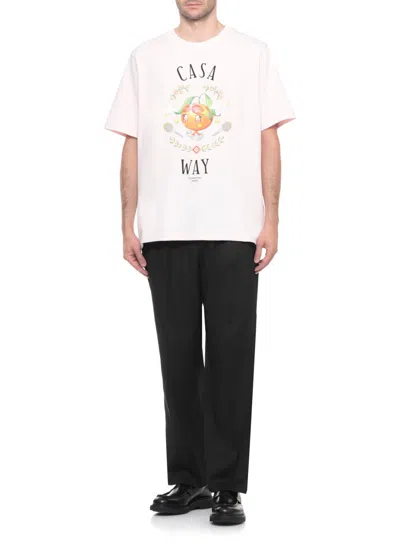 Casablanca Casa Way Orange Mascot Short Sleeve T-shirt In White