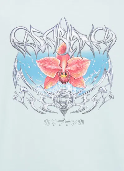 Casablanca Graphic Print Crew Neck Short Sleeve T-shirt In Blue