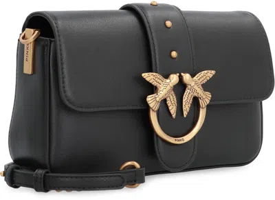 Pinko Love One Mini Slouchy Leather Shoulder Bag In Blue