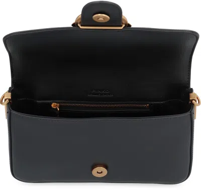 Pinko Love One Mini Slouchy Leather Shoulder Bag In Blue