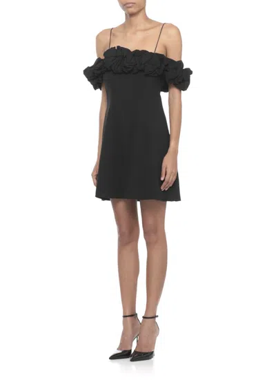 Rotate Birger Christensen Rotate Birgerchristensen Crepe A-line Mini Dress In Black