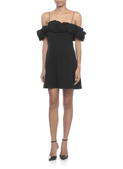 Rotate Birger Christensen Rotate Birgerchristensen Crepe A-line Mini Dress In Black