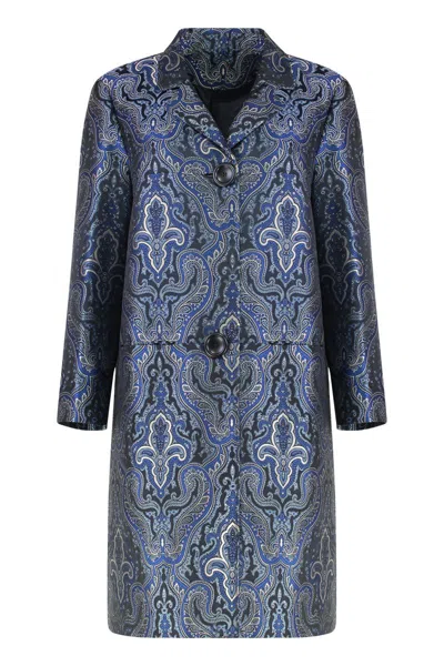 Carlotta Canepa Patterned-jacquard Single-breasted Coat In Multi