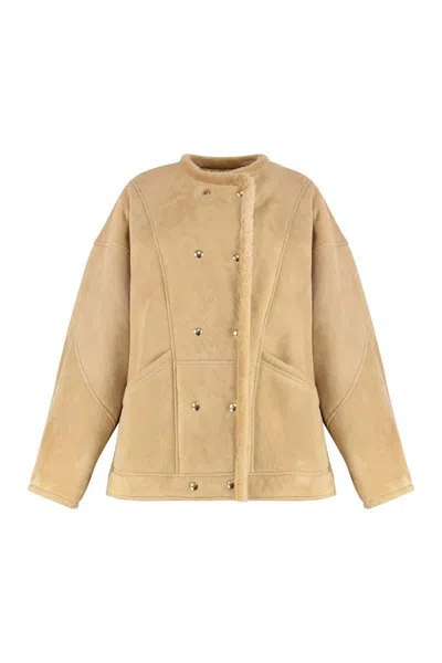 Halfboy Button Sheepskin Jacket In Nude