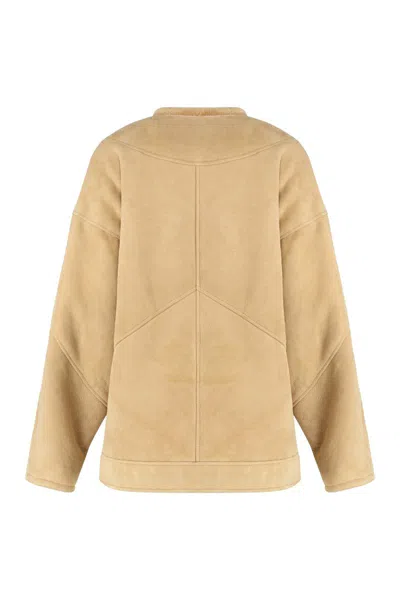 Halfboy Button Sheepskin Jacket In Nude